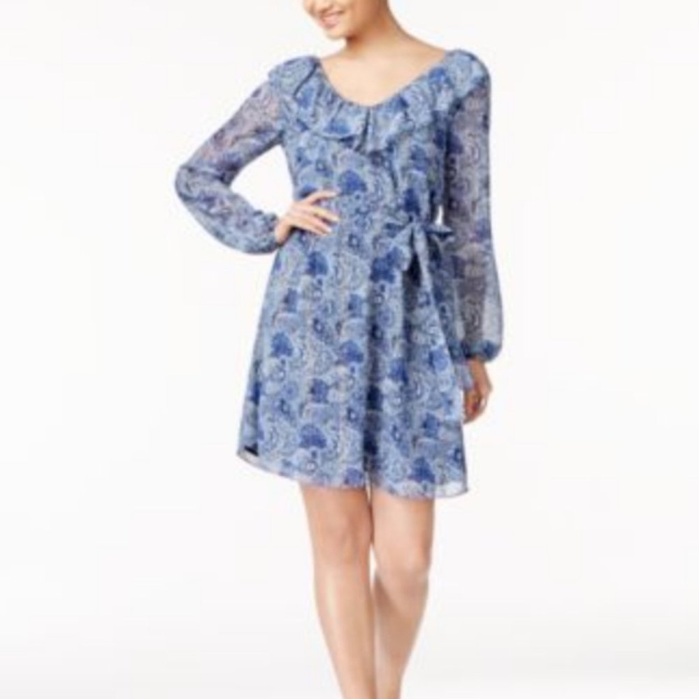 Michael Kors MK Kinley Ruffled Wrap Dress True Nav